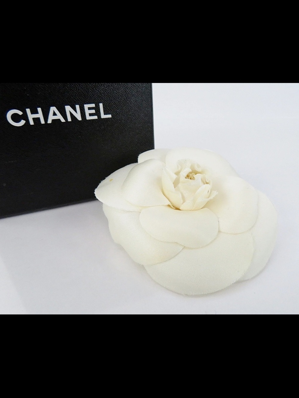CHANEL White Camellia Flower Brooch